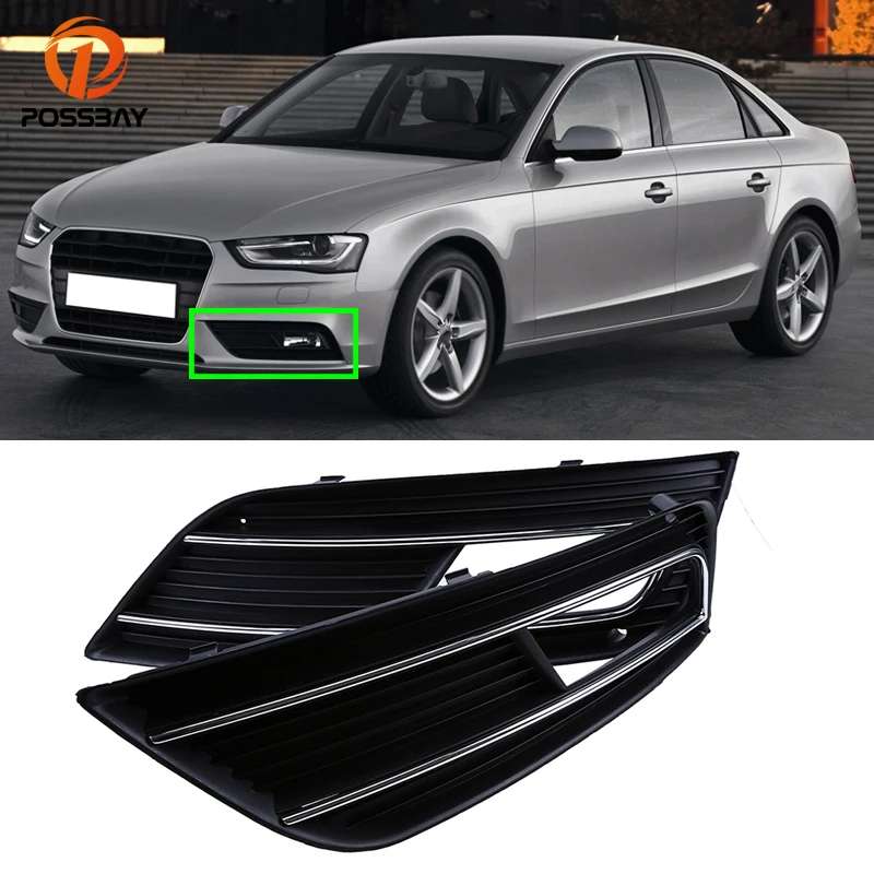 

Car Fog Lights Racing Grills Cover for Audi A4 B8 2012 2013 2014 2015 Facelift Front Lower Bumper Left Right Grille Exterior