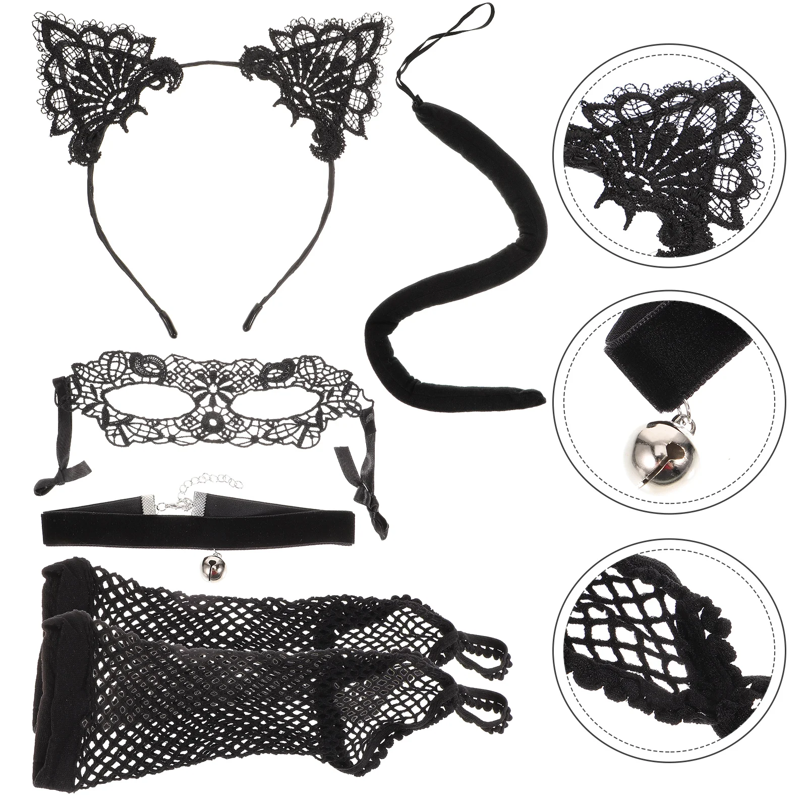 

Festival Tail Party Female Hairband Clothing Set Cosplay Choker Performance Costume Accessory Lace Cat Ear Headdress Decorative