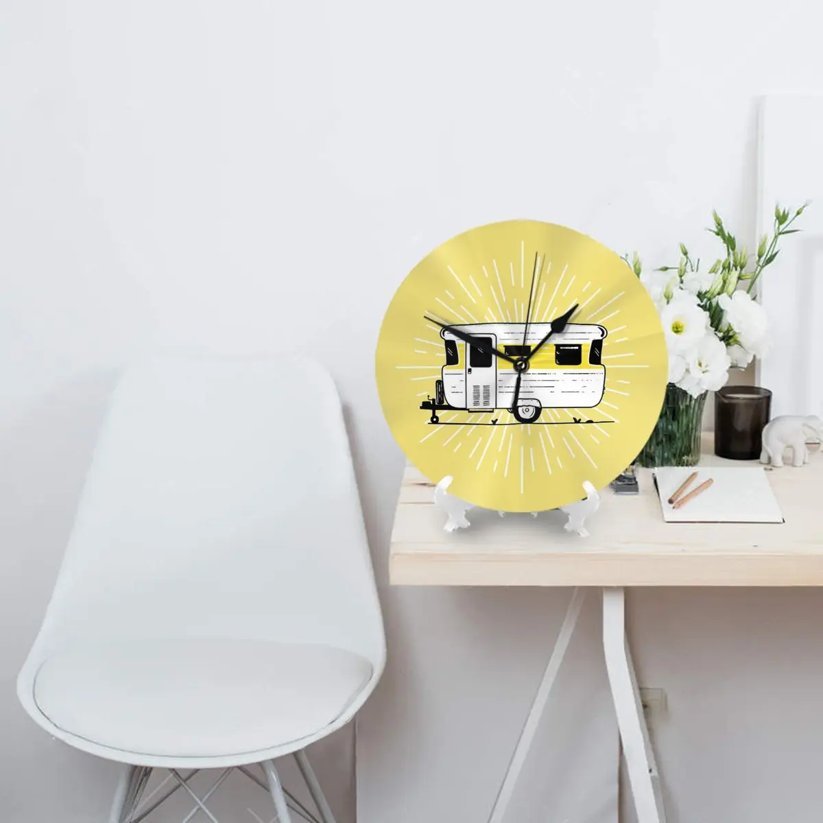 Иллюстрация фургона Viscount-желтые настенные часы украшение комнаты круглые