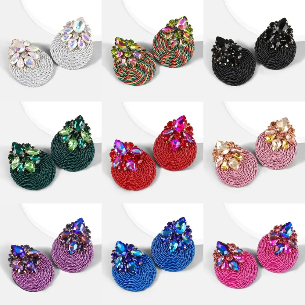 Роскошные висячие серьги с кристаллами круглые винтажные большие из хлопкового