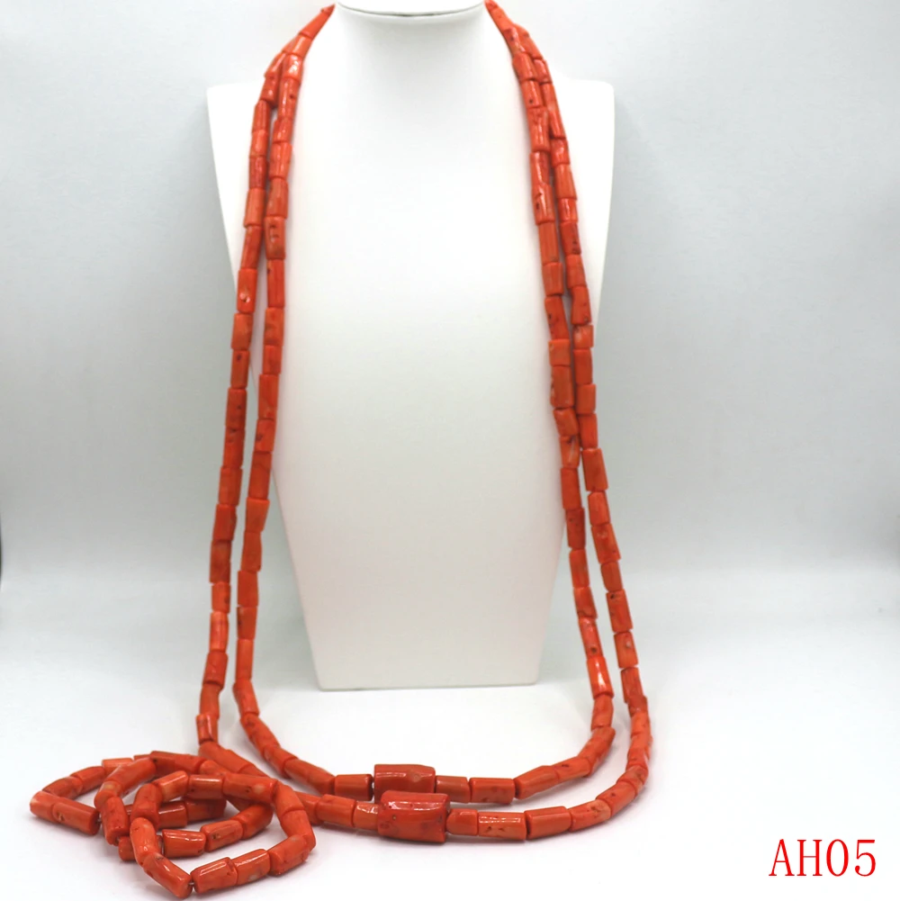 Роскошное оригинальное ожерелье из оранжевого кораллового бисера нигерийский