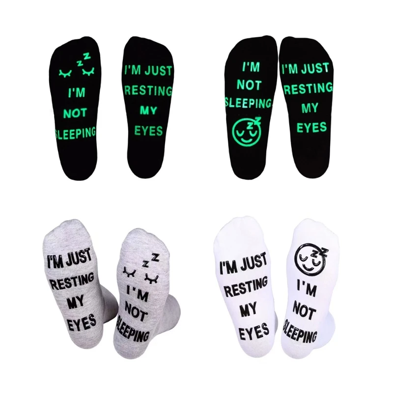 

Новинка, забавные хлопковые носки для мужчин и женщин, яркие Нескользящие чулочно-носочные изделия с надписью «не спать»