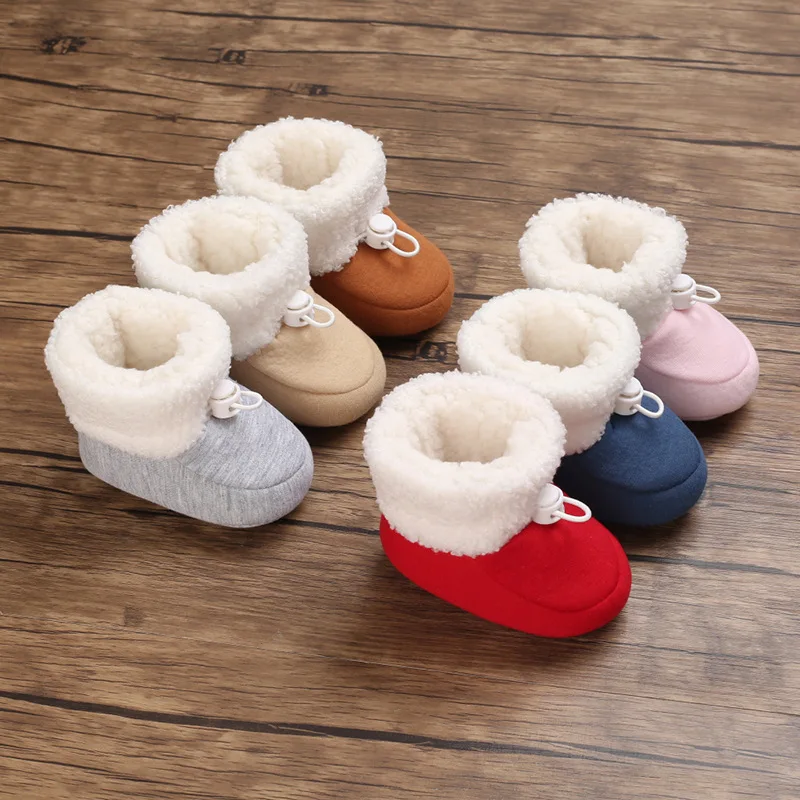 

Baby's Autumn and Winter Step 0-1 Years Old Boysgirls Fleece Lined Padded Warm Keeping Cotton Shoes First-Walker