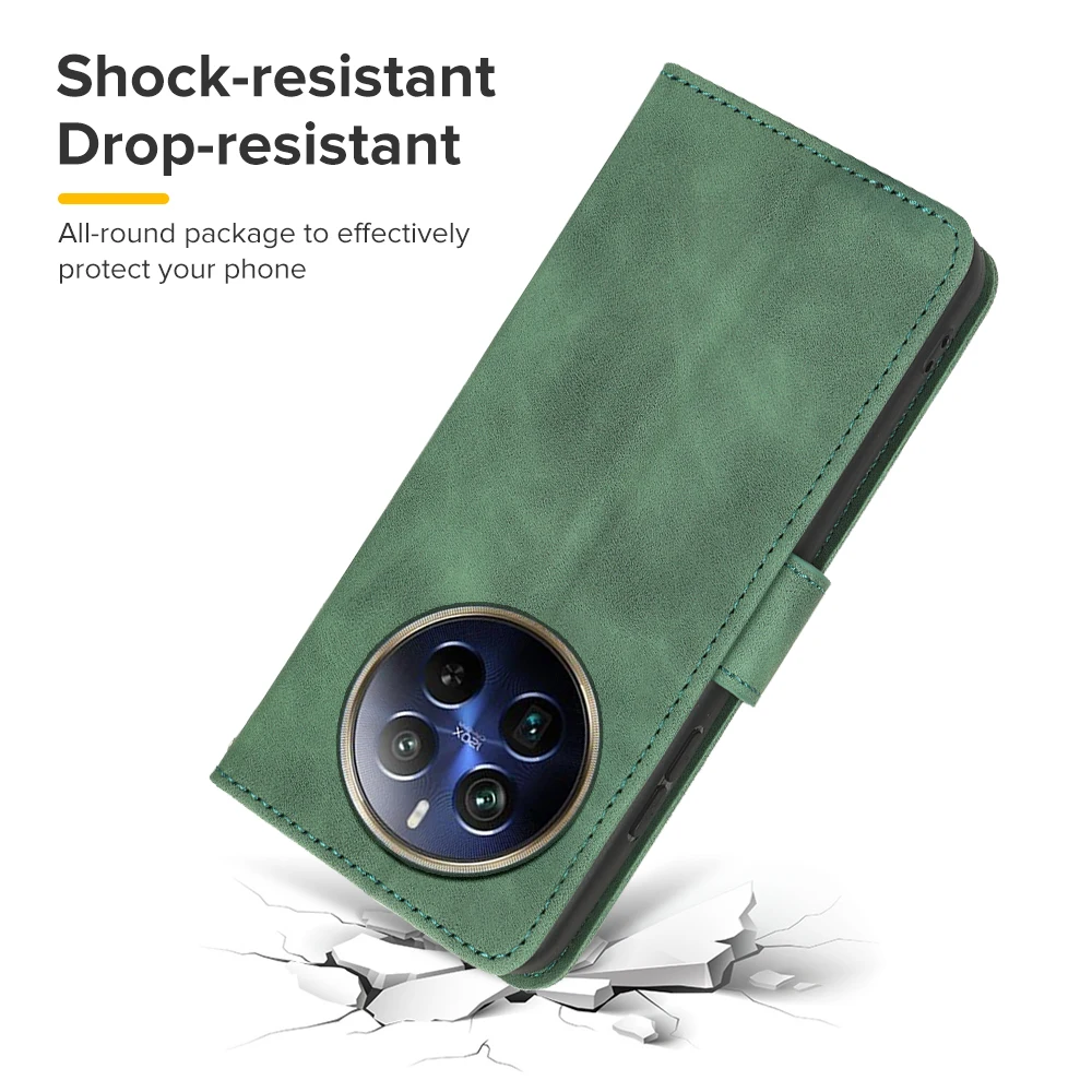 Кожаный флип-чехол для Realme 12 Pro + чехол противоударный мягкий ТПУ Жесткий Чехол