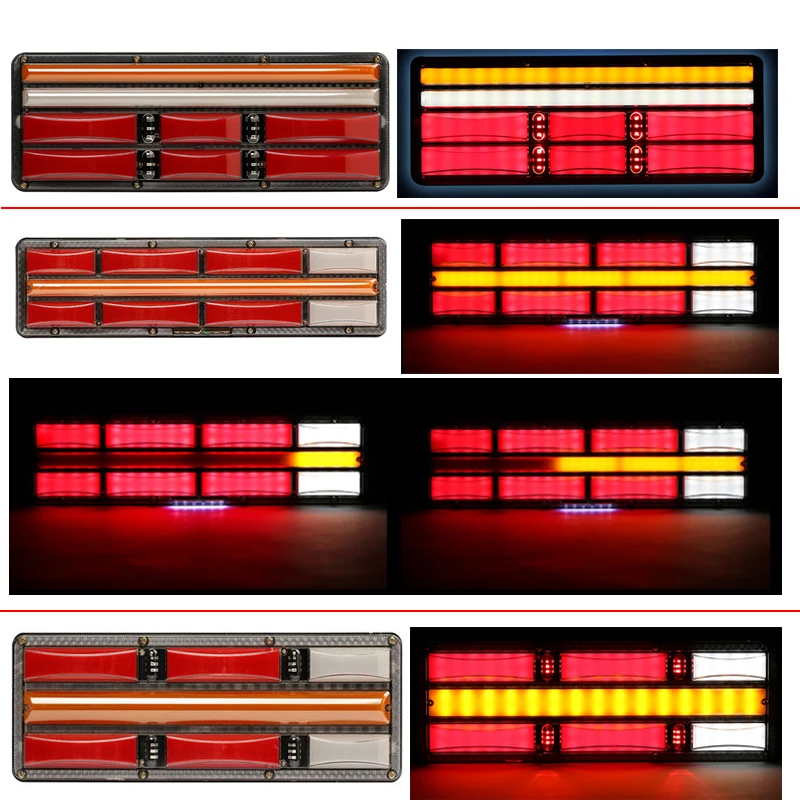 

2PC 24V universal Truck LED Rear Tail Light trailer Warning Lights Flow Steering lorry ATV stop brake reversing traffic fog lamp