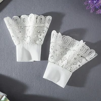women white fake sleeves hollow lace floral pleated ruffles false cuffs horn cuffs wrist warmers female false cuffs