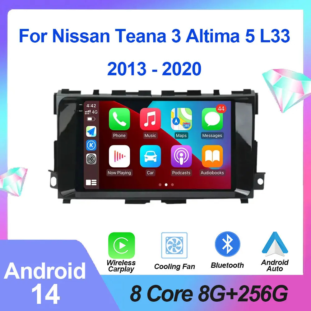 Автомобильный радиоприемник Android 14 для Nissan Teana 3 Altima 5 L33 2013 - 2020 годов с Wi-Fi IPS