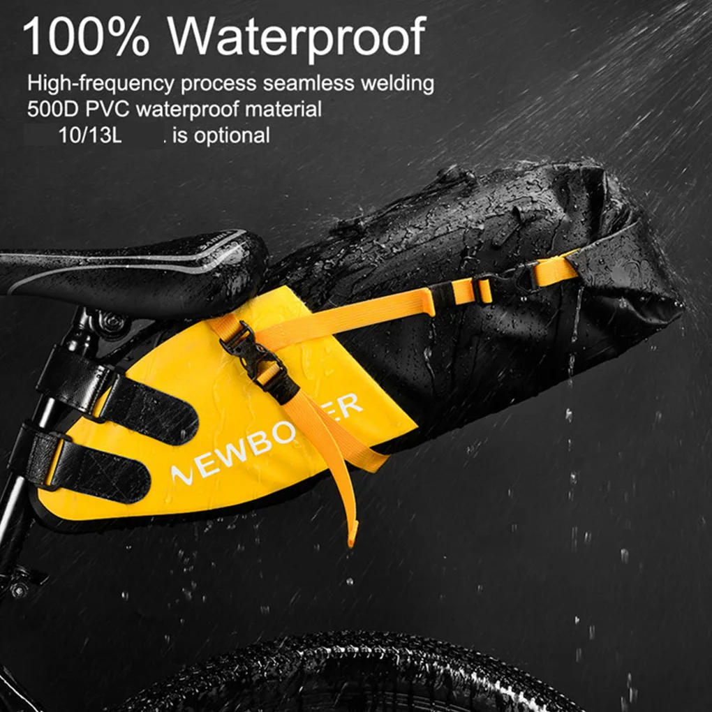 Седельная сумка для велосипеда NEWBOLER из ПВХ цвет черный 13 л