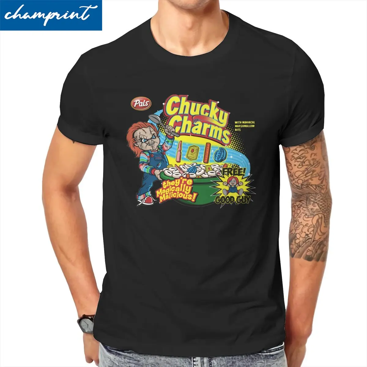 

Funny Chucky Charms V2 T-Shirt for Men 100% Cotton T Shirts Horror Halloween Short Sleeve Tee Shirt Birthday Gift Clothes