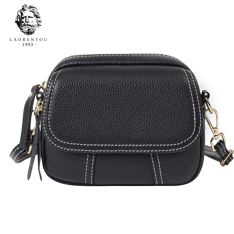 

Женская сумка-мессенджер LAORENTOU, черная кожаная универсальная маленькая квадратная сумка, прошитая в автомобиле,