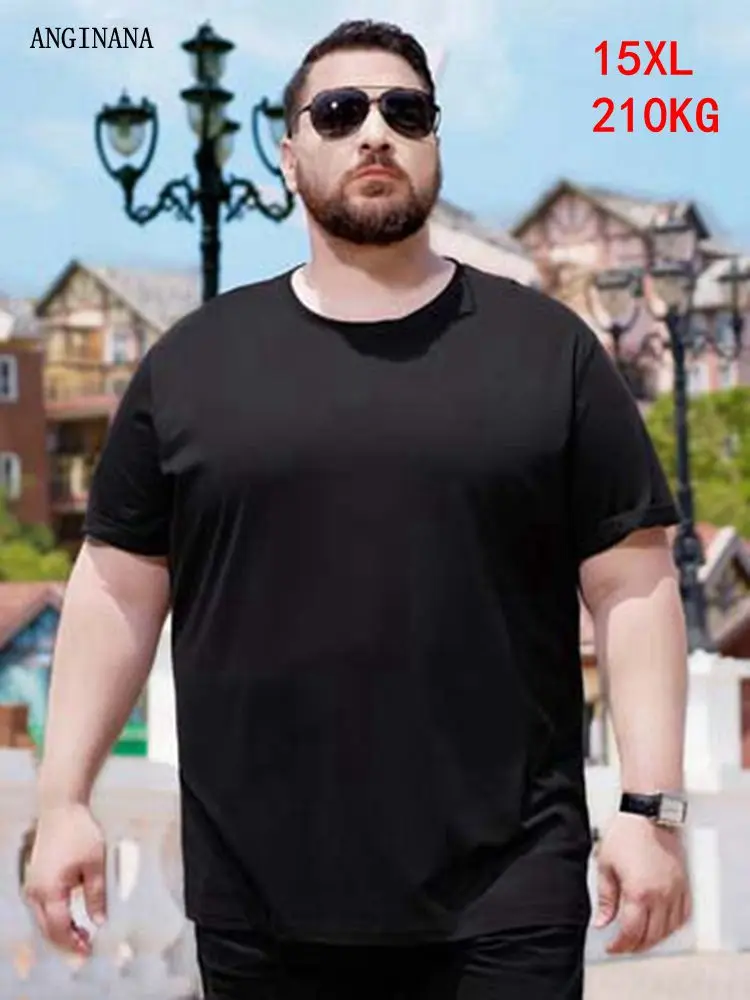 

Large Size 15XL 210KG Men's T-Shirt big size 14XL 8XL 10XL 12XL summer Short Sleeve Round Neck Loose Casual Black Gray White