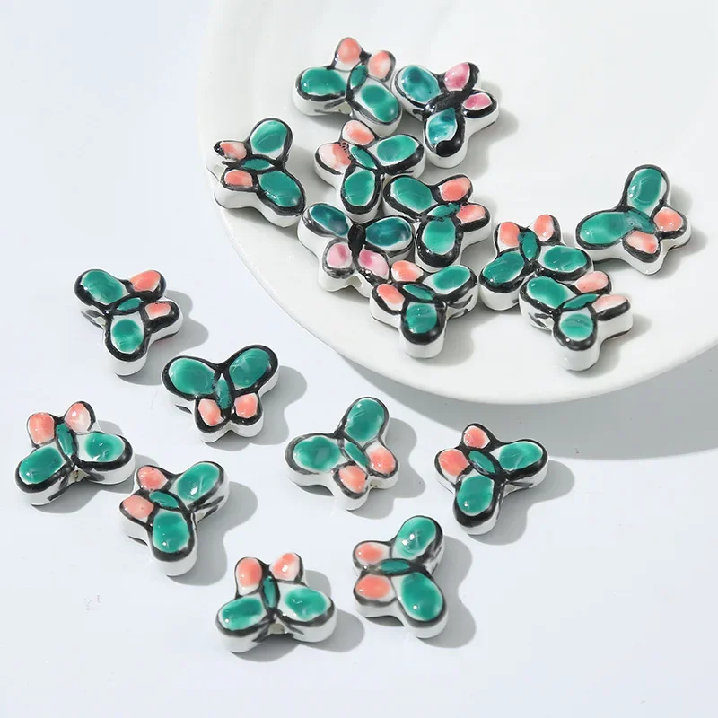 

10PCS DIY Cartoon Butterfly Jewelry Accessories Colorful Butterfly Hand-painted Enamel Beads Bracelet Jewelry Accessories