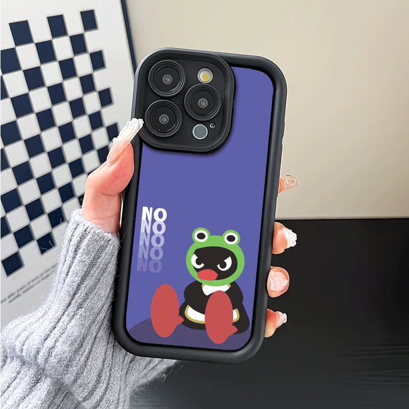 Противоударный силиконовый чехол с мультяшным пингвином P-Pingu для iPhone 12 13 14 15 Plus 16 Pro Max 17 Air 16E 17E 11 XS 7 SE (art.: 3920dbb659fce) - 3920dbb659fce