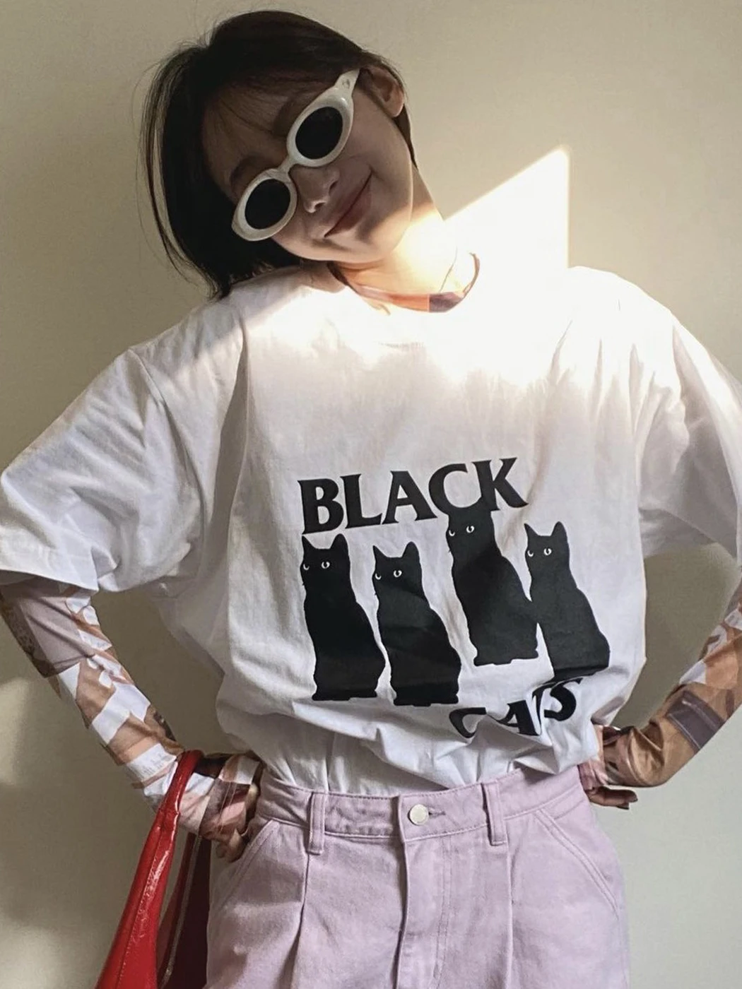 

Cats Animal Print T-Shirts Woman 2022 Summer Cotton Cozy Loose Pull Tee Shirts Femme Casual Vintage Graphic Tshirt Tops Clothes