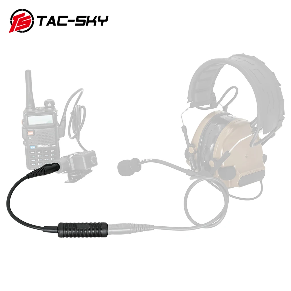 TS TAC-SKY tactical headset military version and non-military version converted into a normal communication conversion line