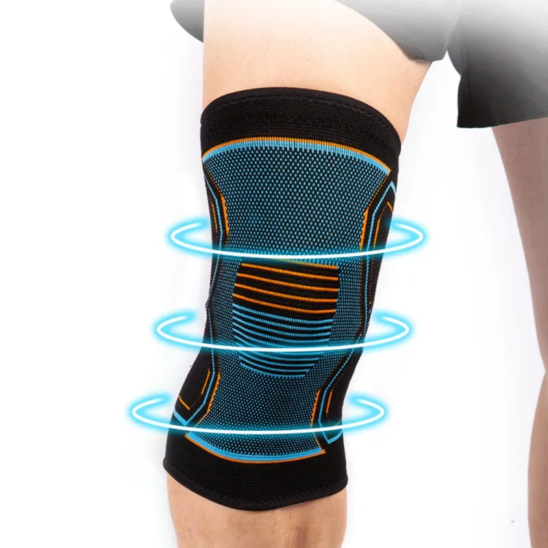 

Sports Compression Knee Support Brace Patella Protector Knitted Silicone Leg Pads for Cycling Running Basketball Football