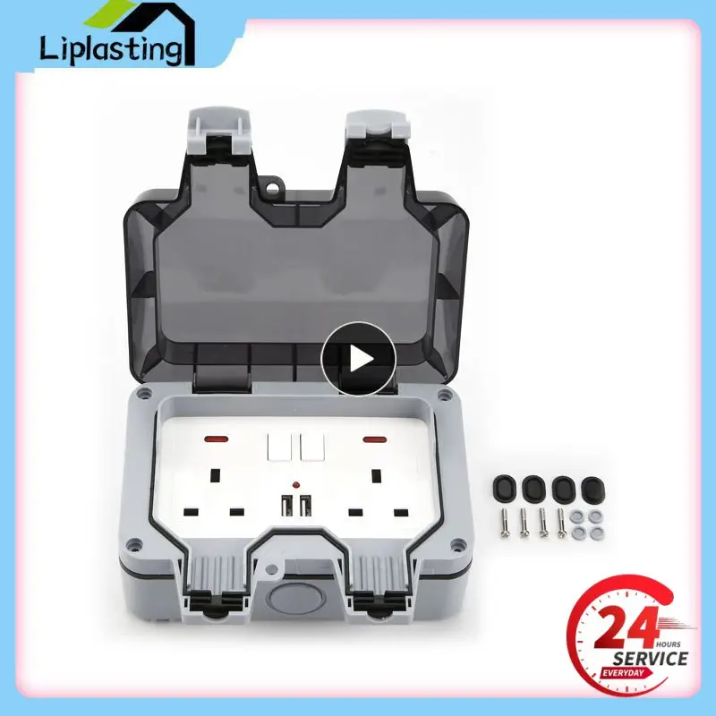 

Waterproof Outdoor 13A UK Double Socket Switched Socket IP66 Outside Use With LED USB Socket Box