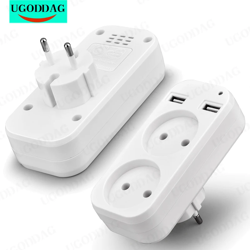 Сетевой адаптер с европейской вилкой, двойная настенная розетка, портативный 2 USB-порта для мобильных телефонов, 1200 Вт, 250 В, для смартфонов, планшетов