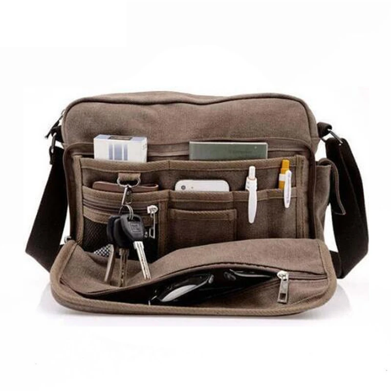 

Business Travel Canvas Quality Bag Men's Male Bag Vintage Briefcase Canvas Multifunction Bags Bag Men Messenger High For