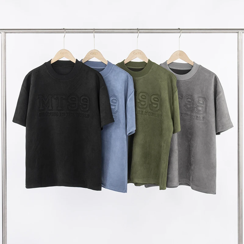 Костюм мужской в стиле ретро с Вышивкой Букв Харадзюку замшевая футболка