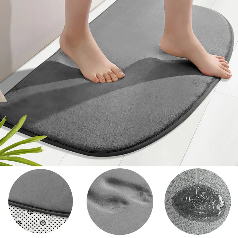 

Memory Foam Bath Mat Soft Non-Slip Rug Machine Washable Bathroom Rug Absorbent Quick Dry Bath Mat Floor Mat Bathroom Accessories