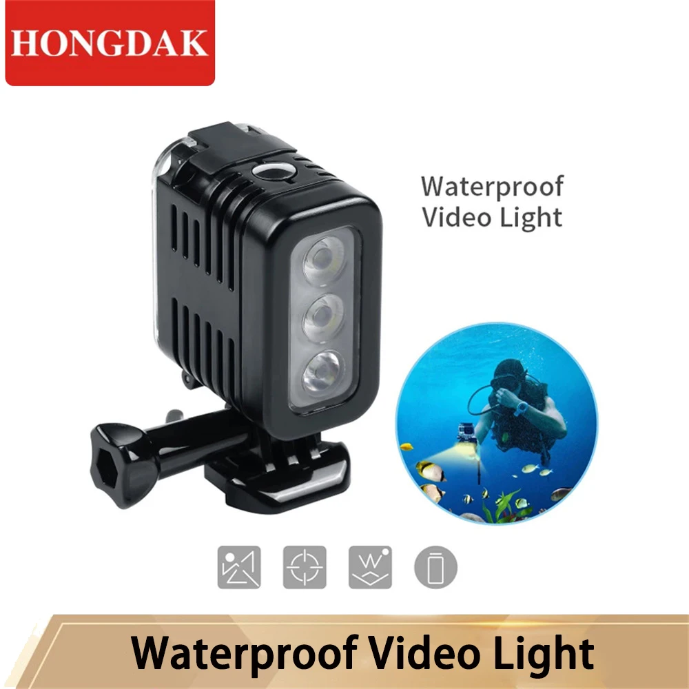 HONGDAK 45 метров Водонепроницаемая светодиодная лампа для подводной съемки Gopro Go Pro
