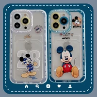 bandai creative mickey angel eyes clear card bag phone case for iphone 13 12 11 pro max xs xr x xsmax 8 7 plus high quality case