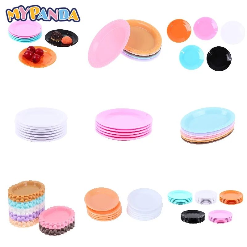 

5Pcs/Set Colorful Dinner Plates Kitchen Toys Doll House Doll Durable Mini Food Dishes Tableware Miniature Accessories