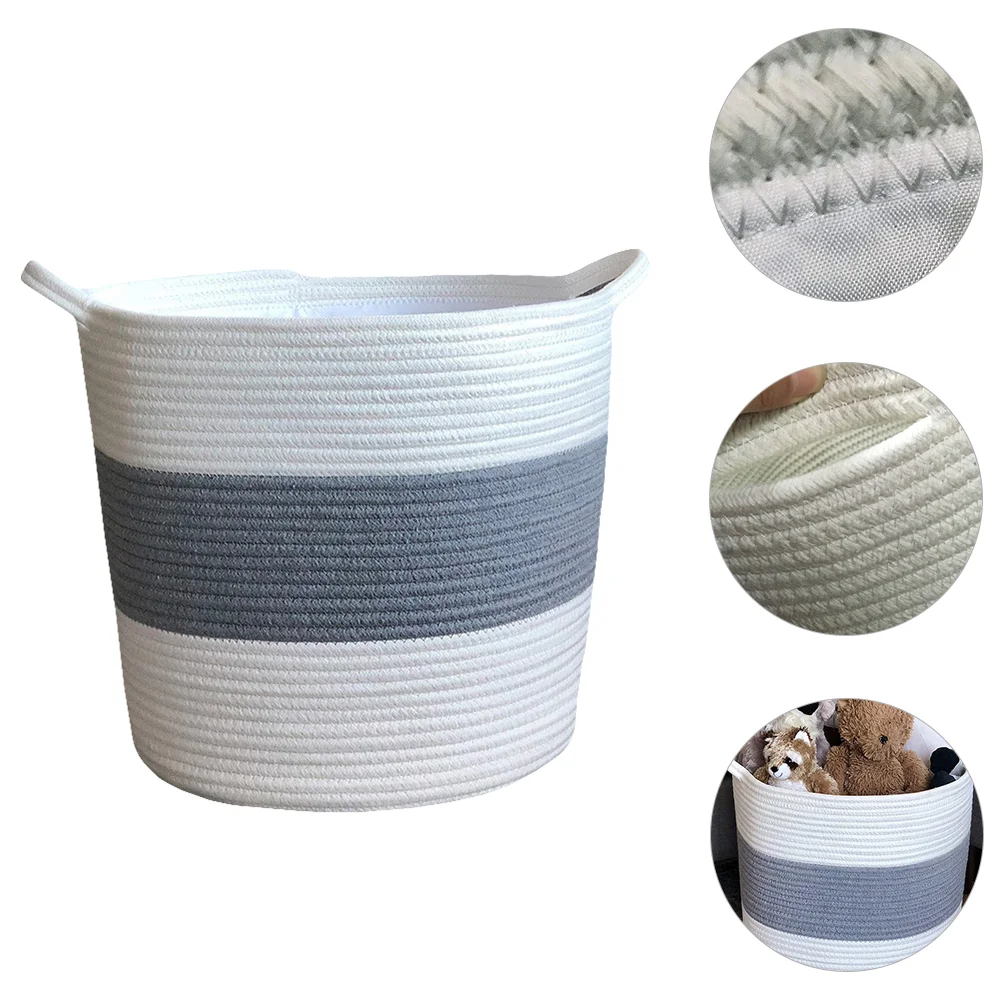 

1pc Foldable Cotton Woven Basket Living Room Blanket Clothes Storage Basket