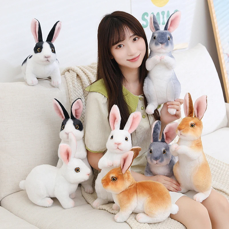 

Simulation Cute Rabbit Plush Fur Realistic Kawaii Animal Easter Bunny Rabbit Toy Model Gift Home Decoration