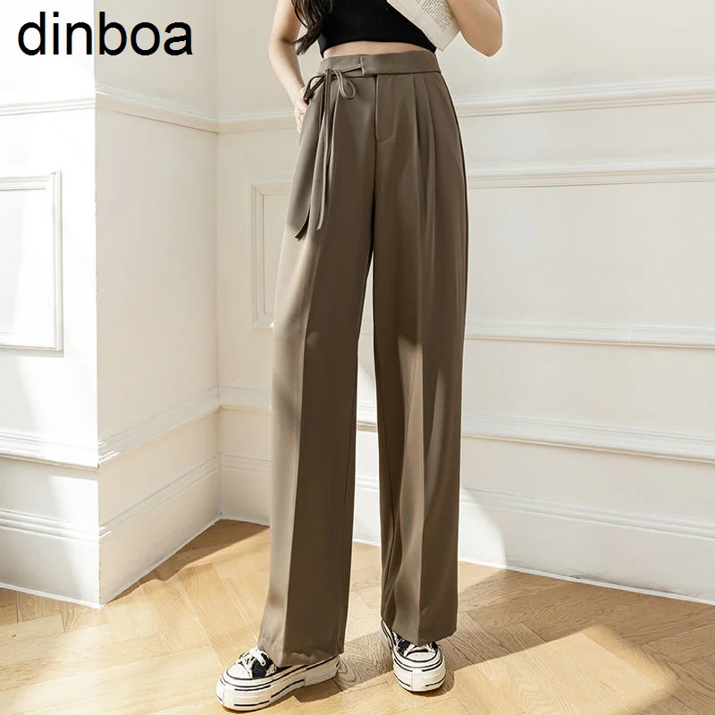 

Dinboa-wide Leg Women Pantsuit Baggy Office Lady Pants Vintage Palazzo Office Elegant Casual Trouser Female Work High Waist Pant