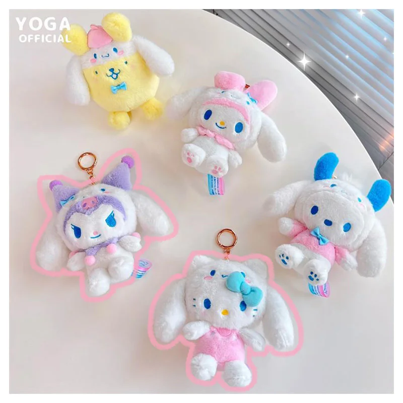 

Аниме мультфильм Sanrioed Косплей Cinnamoroll плюшевая игрушка брелок Kawaii Kuromi My Melody Hellokittys плюшевая кукла кулон подарок для детей