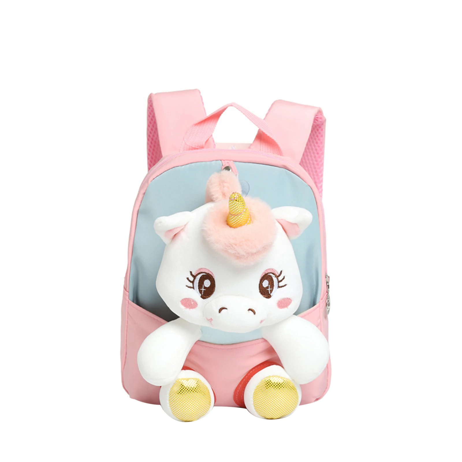 2023 New Kid Cartoon Plush Unicorn Backpack  3D Doll Student Rucksack Kindergarten Small School Bag for Boys Girls