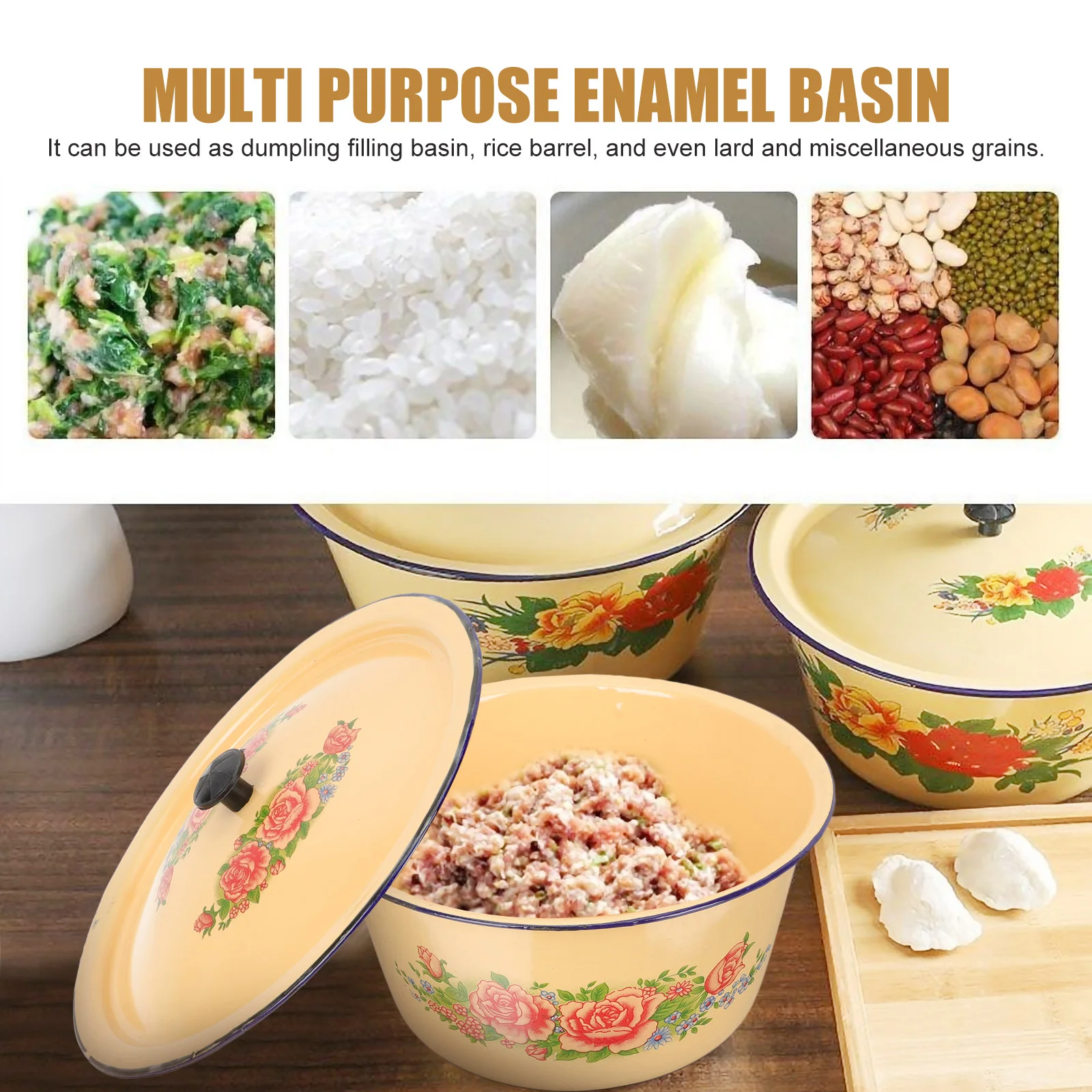 Винтажная миска для смешивания кухонный поднос хранения лоток мытья с крышкой