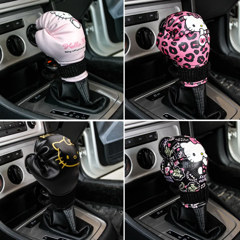 1PC Car Gear Shift Knobs Cover Case Kitty Cat Auto Gear Shift Cover PU Leather Car Gear Shift Knob Shift Cover Car Accessories