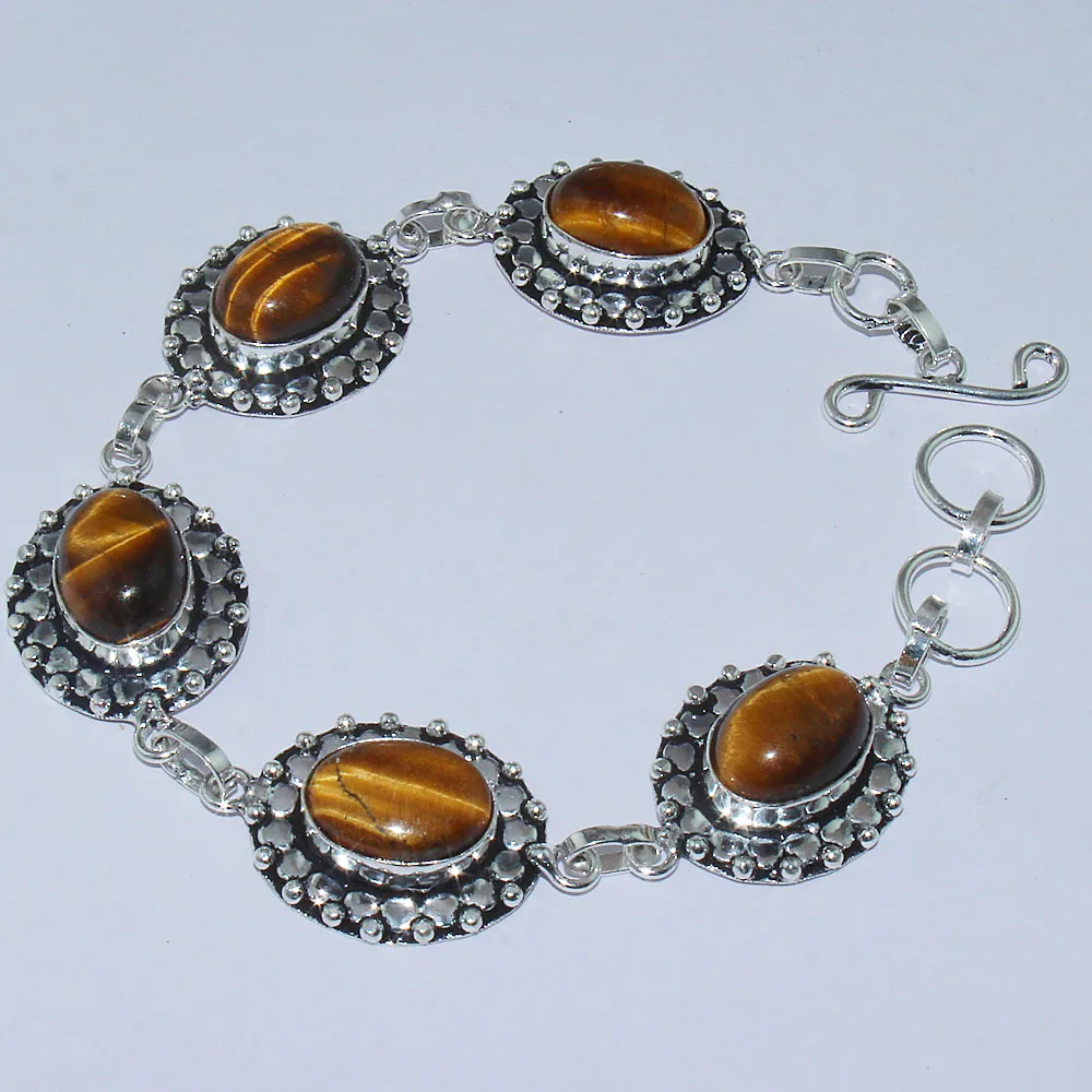 

Tiger Eye Bracelet Silvers Overlay over Copper , 22.6 , B0922
