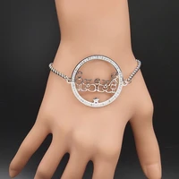 family dad mum two son and daughter bracelet for women crystal stainless steel silver color chain bracelets jewelry joyas b18s07