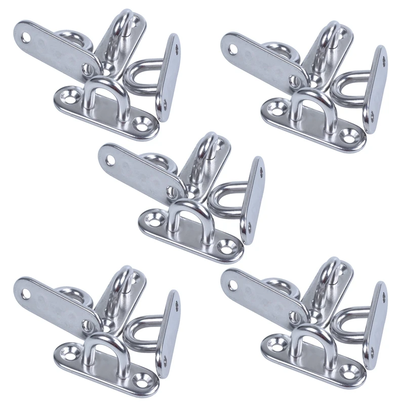 

20Pcs 5Mm 304 Stainless Steel Oblong Pad Eye Plate Staple Ring Hook