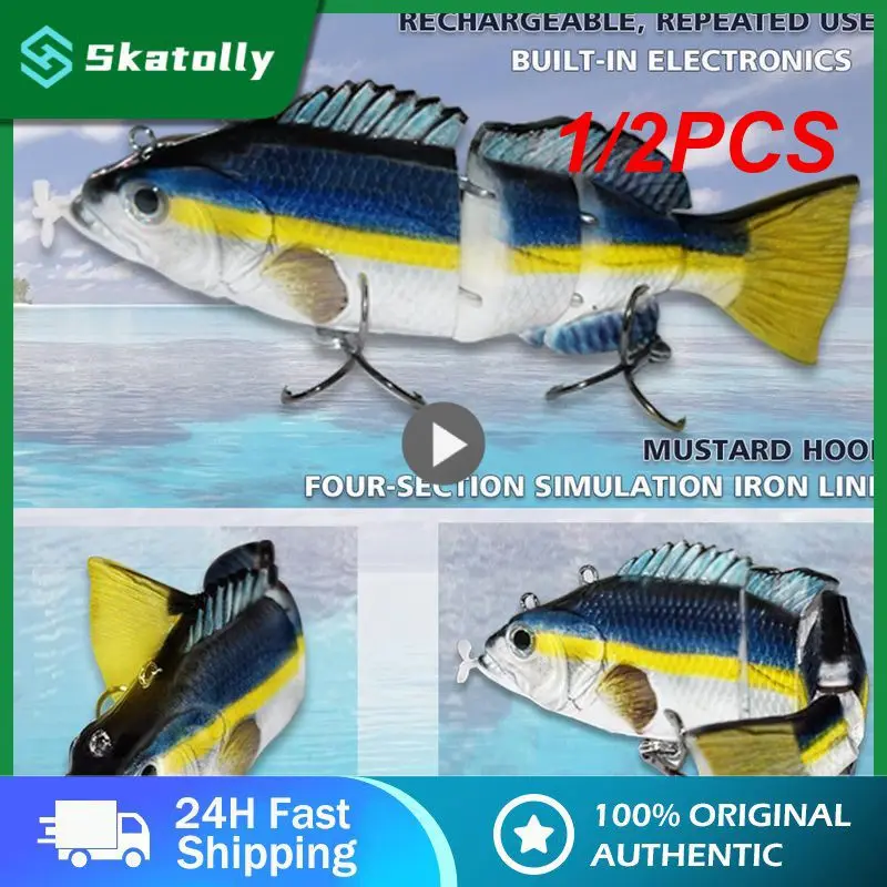 

1/2PCS lure Robotic Swimming Lure USB Rechargeable LED Light Multi Jointed Swimbait Inteli Self-Propelling Electric Fishing