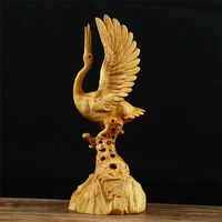 crane solid wood animal statue 3d carving figurine sculpture home decor house decoration ornaments living room wooden gifts