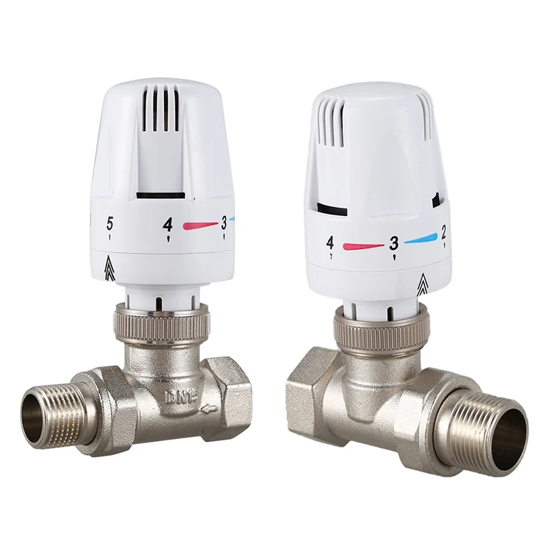 

Brass Thermostatic Radiator Valve Straight Type Automatic Temperature Control Valve Floor Heating