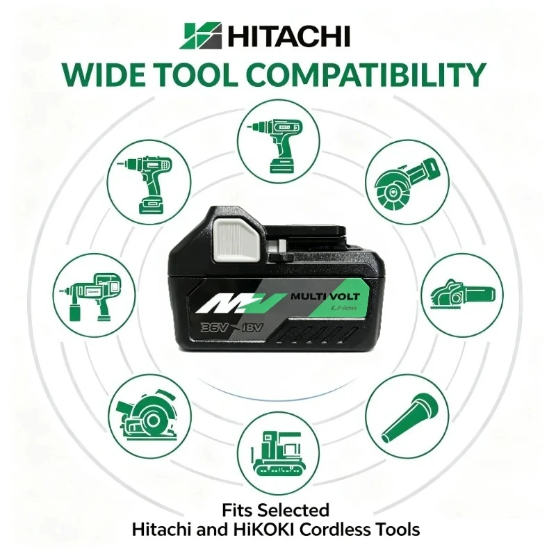 Фото Оригинальный аккумулятор Hitachi HiKOKI MultiVolt 18В/36В 4.0Ач/8.0Ач BSL3640MVT BSL36B18 BSL1850 для ударного гайковерта WR18DBDL №2