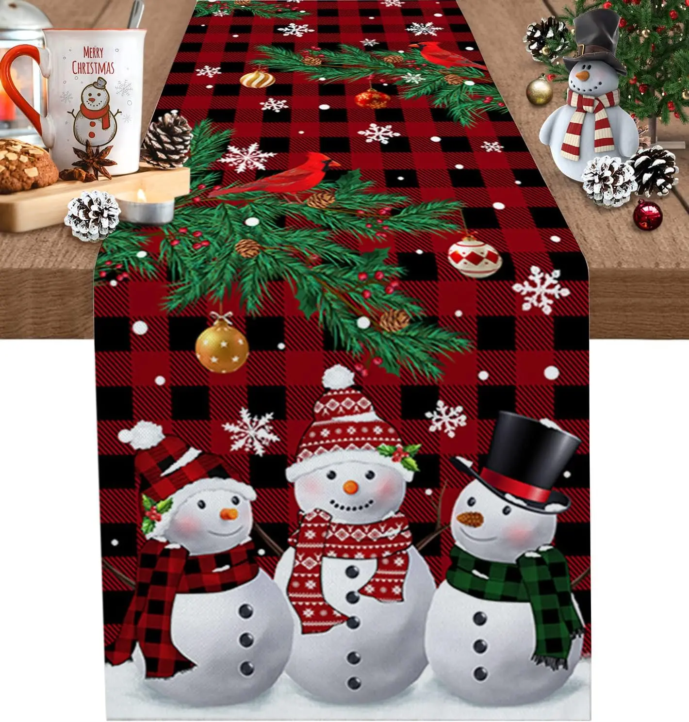 

Christmas Snowflake Snowman Xmas Tree Linen Table Runners Dresser Scarves Reusable Table Runner Holiday Party Navidad Decoration