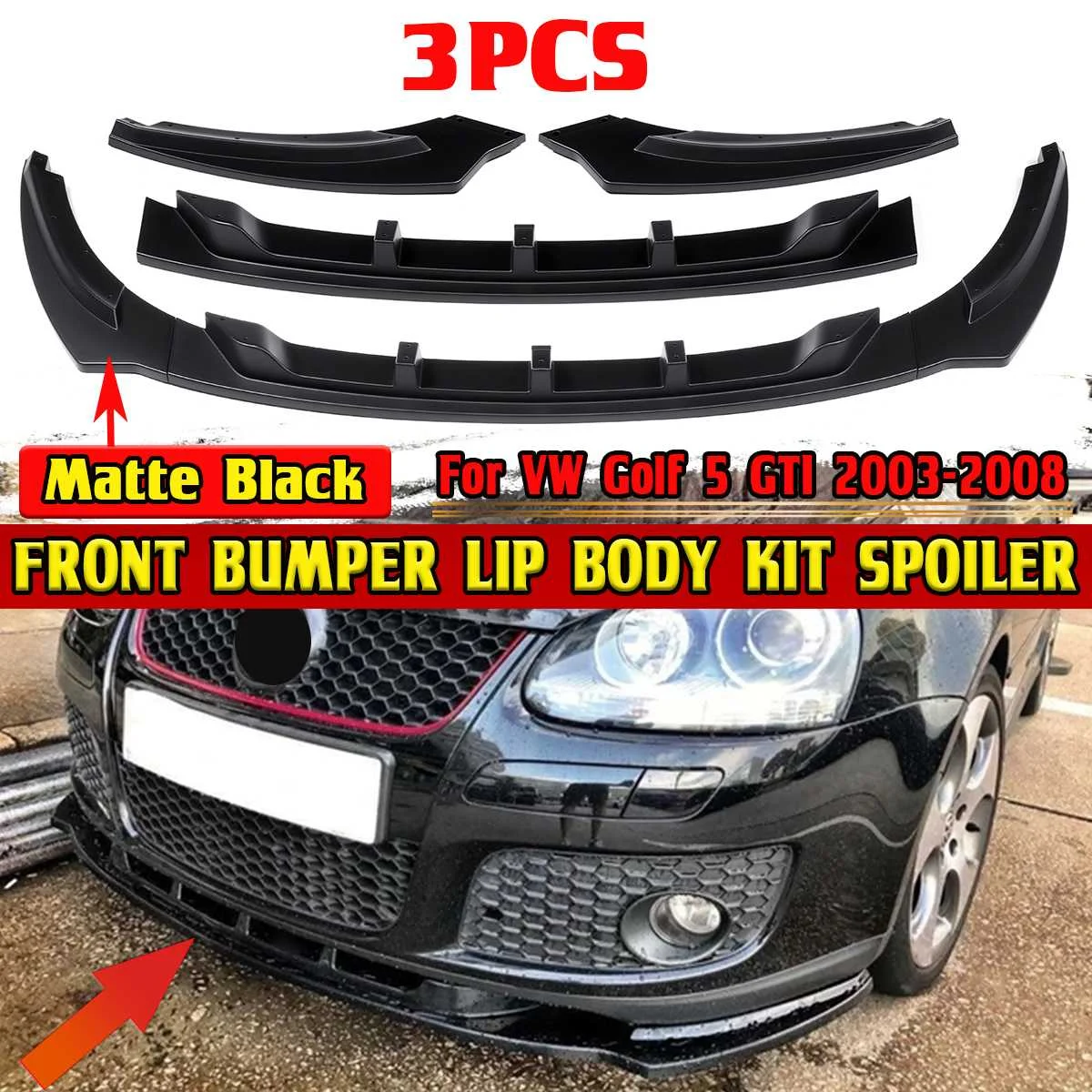 

Car Front Bumper Lip Chin Bumper Body Kits Splitter Replacement For Volkswagen For VW Golf 5 GTI 2003-2008 Bumper Lid Deflector