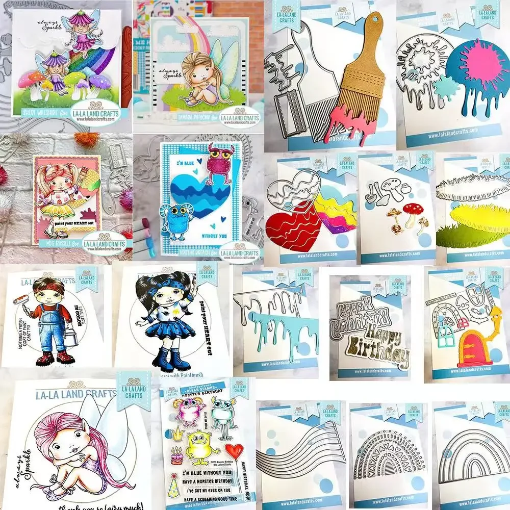 Stamps Paint Brush Flowy Rainbow Painty Heart And Dies January 2024 Release New Make Photo Album Card Diy Paper Embossing Craft