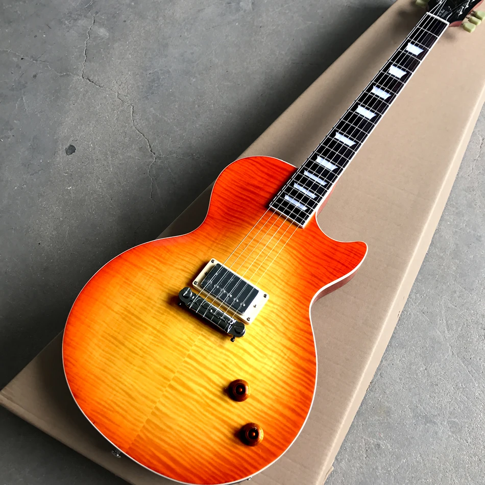 

2023 Electric guitar, rosewood fingerboard, a pickup, Heritage Cherry Sunburst AAA Flame Maple top, solid mahogany, free shippi