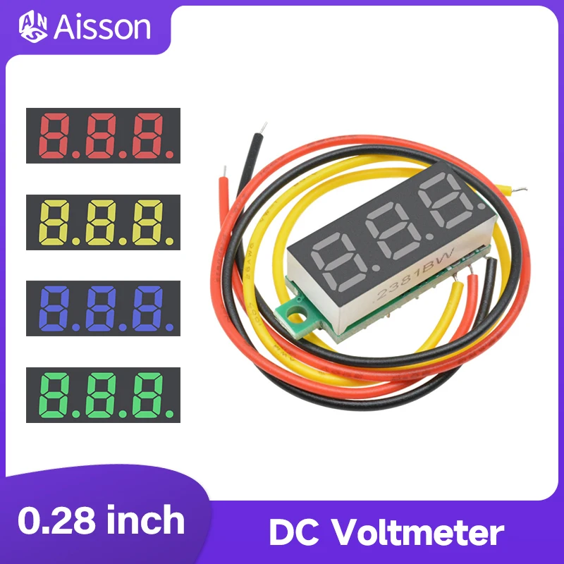 

0.28 Inch DC Voltmeter LED Digital 0-100V Voltage Meter Auto Car Mobile Power Voltage Tester Detector 12V Red Green Blue Yellow