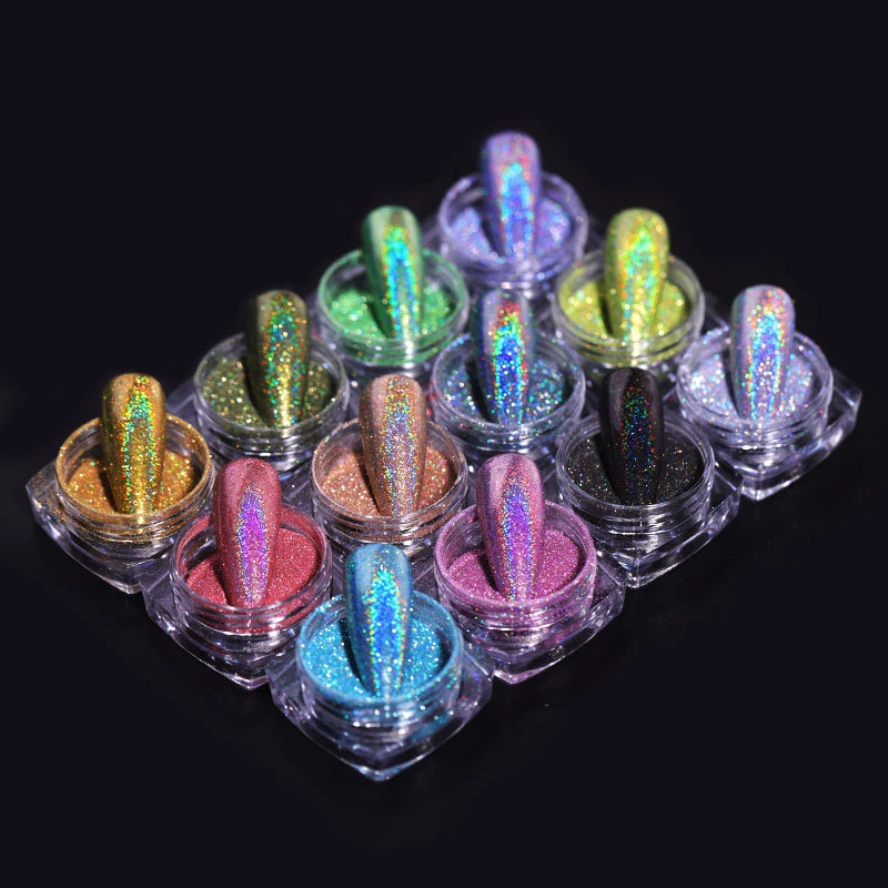 

1Box Laser Holographic Nail Art Glitter Ultra-thin Chameleon Magic Mirror Iridescent Pigments Aurora Shining Powder Dust