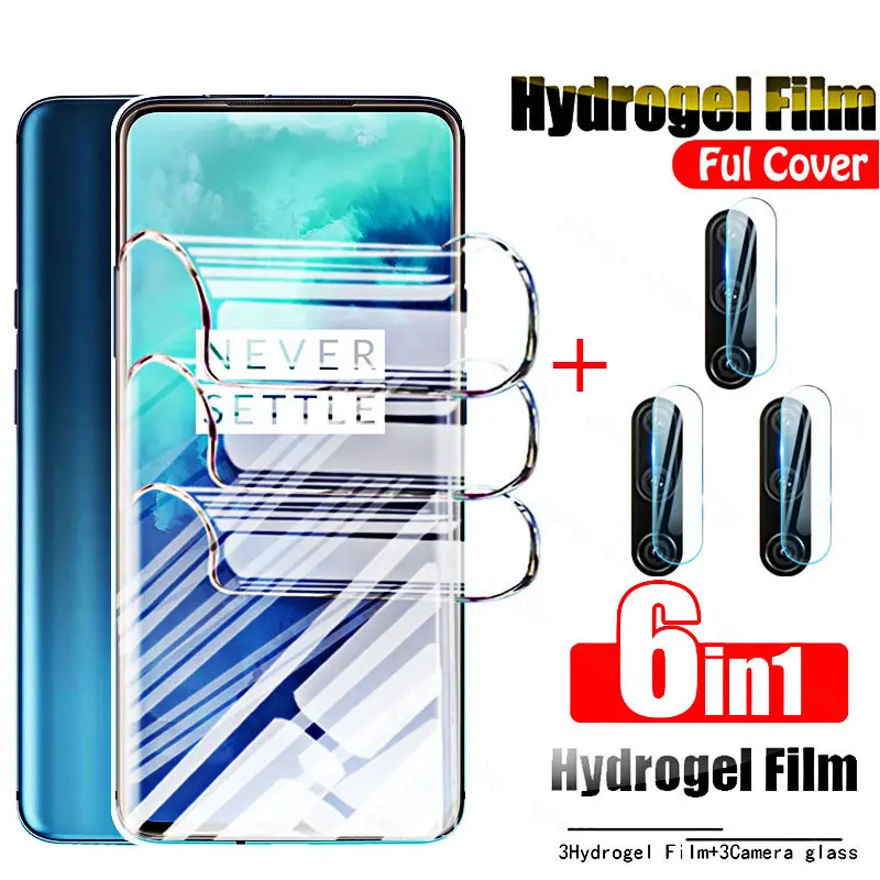 6in1 Hydrogel Film for OnePlus 7t Pro Full Cover Screen Protectors on For Oneplus 7 Pro 7pro 1+ 7 T Pro HD Not Glass Camera Lens