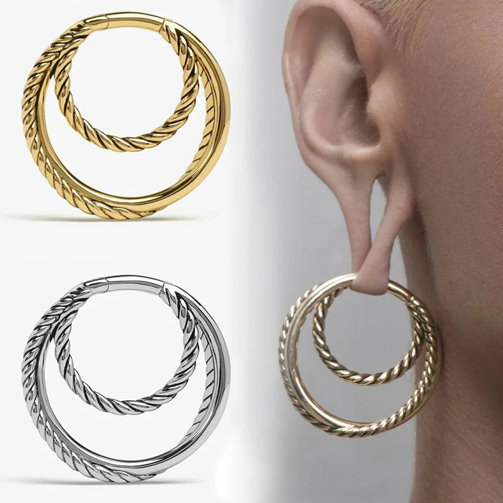 

Vankula 2PCS 4mm New Fashion Twist Ear Weights Hangers Ear Stretched Saddle Plugs Gauges Women Body Piercing Jewelry Gift